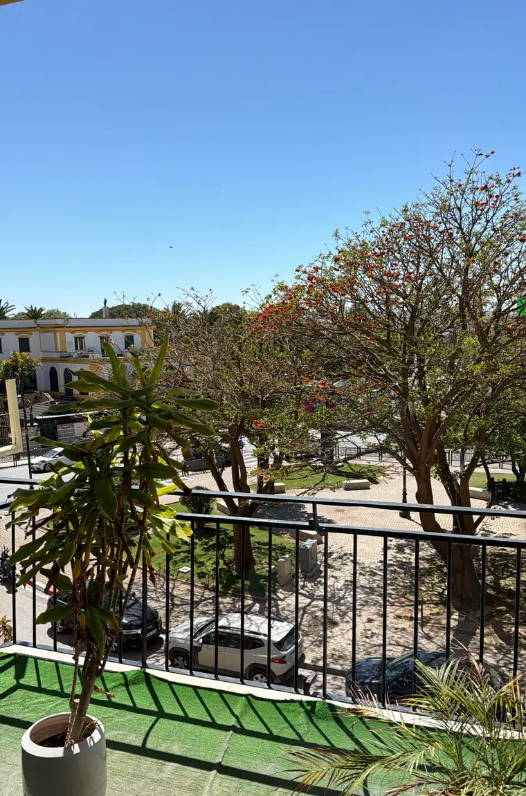 Vue depuis la terrasse du cabinet sur la place, à Tanger